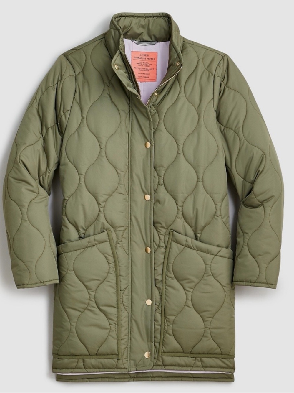 J. Crew Sage Green Quilted Puffer Cocoon Jacket